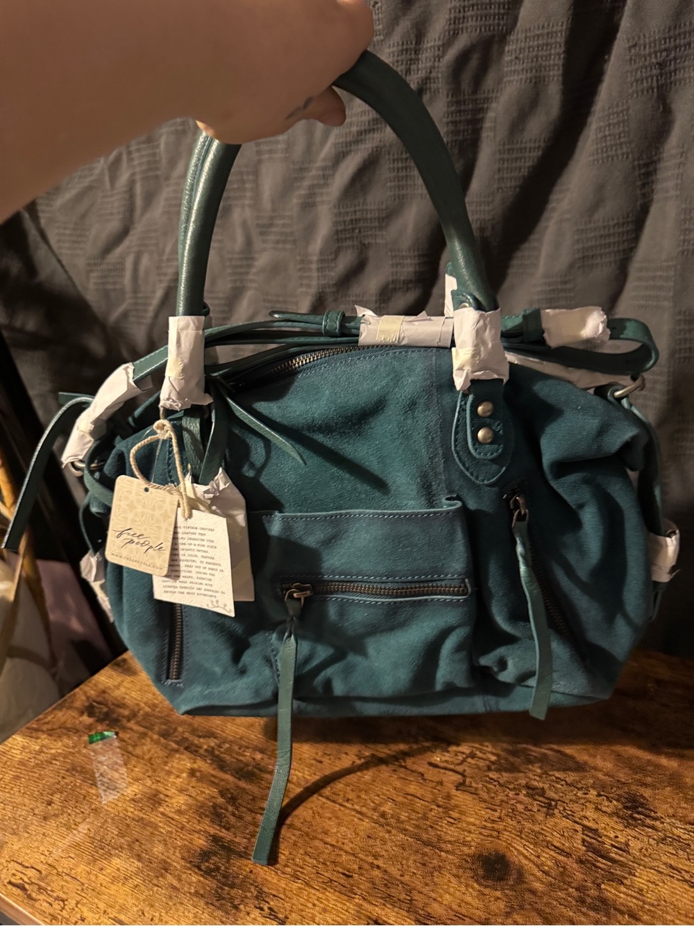 We the people Emerson tote mini Suede in Forest Green - Picture 10 of 10